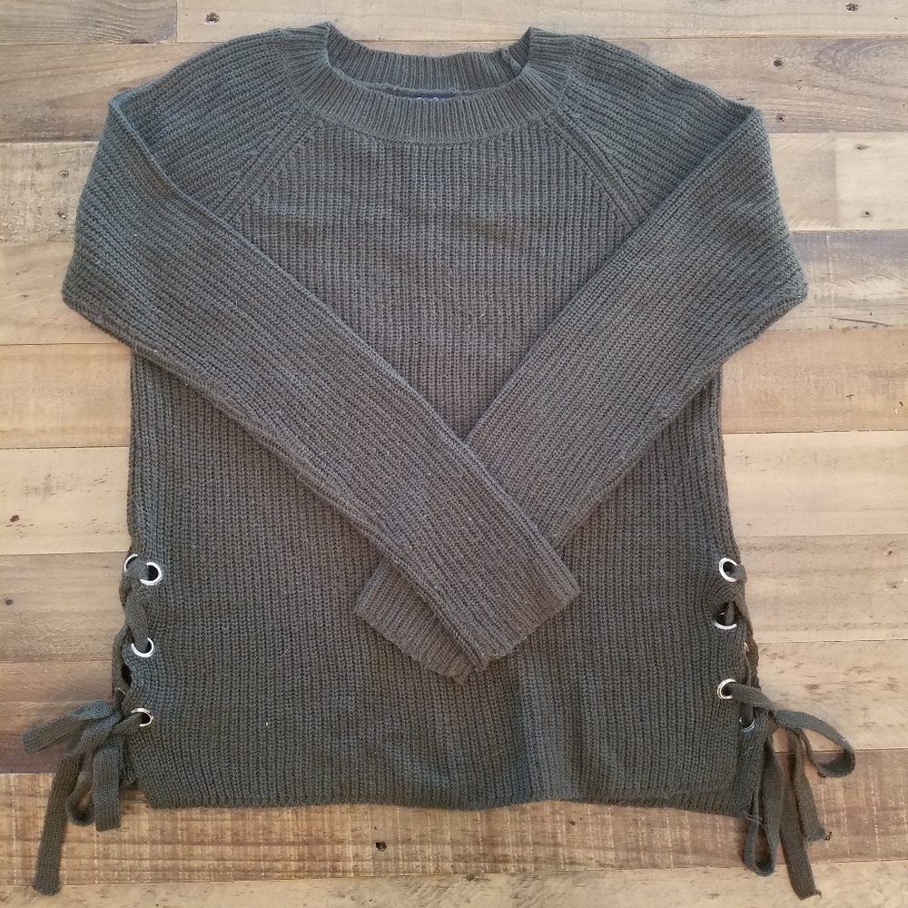 Green Pink Clover Knitted Sweater - Size Small